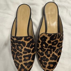 Michael Kors Brown and Black Mules Leopard Print
